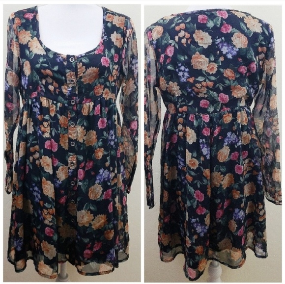 MINKPINK Dresses & Skirts - Mink Pink | Floral Sheer Sleeve Dress